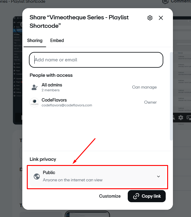 Vimeo video privacy settings options
